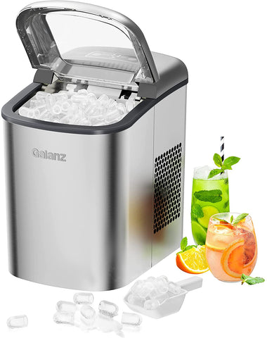 Portable Countertop Electric Ice Maker Machine, 26 lbs in 24 Hours, 9 Bullet Shaped Cubes Ready in 9 Minutes, 2 Ice Sizes, Perfect fo