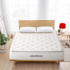 Grandre 12 Inch Twin Gel Memory Foam and Spring Hybrid Mattress Bamboo Pillow Top - Bed in a Box - Medium Firm - White