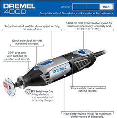 Dremel 4000-6/50 High Performance Rotary Tool Kit with Flex Shaft- 6 Attachments & 50 Accessories- Grinder, Mini Sander, Polisher, Engraver-