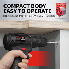 P10 21V Cordless Drill Set, [Powerful Brushless Motor] [Compact], Power Drill Driver, Electric Drill with 2.0Ah Li-ion Battery, Fast