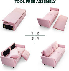 Ricardo Sofa Couch / Tufted Cushions / Easy, Tool-Free Assembly, Dark Grey