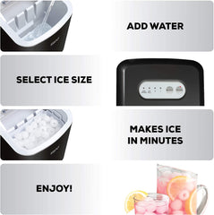 Igloo ICEB26AQ Automatic Portable Electric Countertop Ice Maker Machine, 26 Pounds in 24 Hours, 9 Ice Cubes Ready in 7 Minutes, With Ice Sco