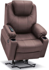 Electric Power Lift Recliner Chair Sofa with Massage and Heat for Elderly, 3 Positions, 2 Side Pockets and Cup Holders, USB Ports, Fa