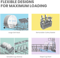 Countertop Dishwasher, Portable Dishwasher with 6 Place Settings, Compact Dishwasher with 8 Washing Programs, Speed, Baby-Care, ECO&