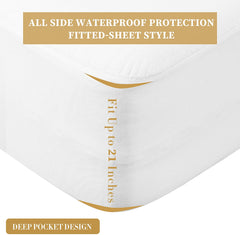 Twin Waterproof Mattress Protector, Breathable Soft Cotton Terry Surface Bed Protector, Noiseless Deep Pocket Fitted Up 8"-21" Mattress Cove