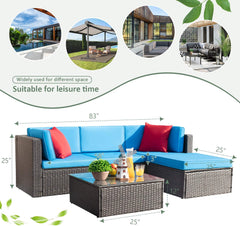 MERITLIFE 5 Pieces Patio Furniture Sets All Weather Outdoor Sectional Sofa Manual Weaving Wicker Rattan Patio Conversation Set with Cushion and