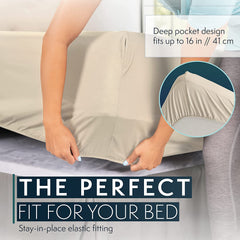 MERITLIFE King Size Sheets Set - Bedding Sheets & Pillowcases w/ 16 inch Deep Pockets - Fade Resistant & Machine Washable - 4 Piece 1800