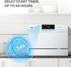 Countertop Dishwasher, Portable Dishwasher with 6 Place Settings, Compact Dishwasher with 8 Washing Programs, Speed, Baby-Care, ECO&