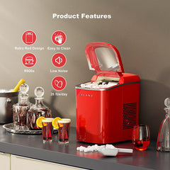 Portable Countertop Electric Ice Maker Machine, 26 lbs in 24 Hours, 9 Bullet Shaped Cubes Ready in 9 Minutes, 2 Ice Sizes, Perfect fo