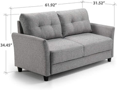 Ricardo Sofa Couch / Tufted Cushions / Easy, Tool-Free Assembly, Dark Grey