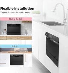 Countertop Dishwasher, Portable Dishwasher with 6 Place Settings, Compact Dishwasher with 8 Washing Programs, Speed, Baby-Care, ECO&