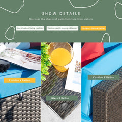 MERITLIFE 5 Pieces Patio Furniture Sets All Weather Outdoor Sectional Sofa Manual Weaving Wicker Rattan Patio Conversation Set with Cushion and