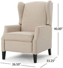 Westeros Traditional Wingback Fabric Recliner Chair (Wheat)