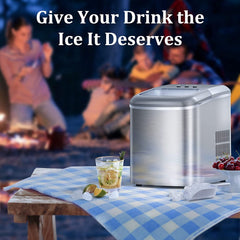Ice Maker Countertop Machine, 9 Bullet Ice Cubes Ready in 6 Mins, 22lbs Ice Cubes in 24H, Self-Cleaning, LCD Display, 2.1L Electric Stainles