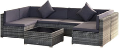 Outsunny 7-Piece Outdoor Patio Furniture Set with Modern Rattan Wicker, Perfect for Garden, Deck, and Backyard, Grey